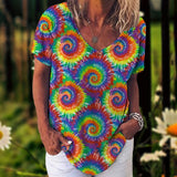 TIE-DYE Tees - Short Sleeve V-Neck  L-2XL