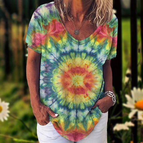 TIE-DYE Tees - Short Sleeve V-Neck  L-2XL