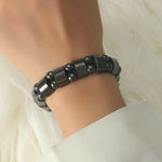 Black Beads Elastic Magnet Micro Beaded Bracelet