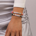 Bohemian Polymer Clay Heart Letter Contrast Color Bracelet