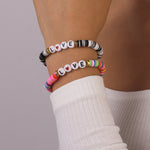 Bohemian Polymer Clay Heart Letter Contrast Color Bracelet