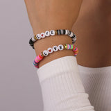 Bohemian Polymer Clay Heart Letter Contrast Color Bracelet
