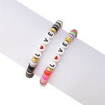 Bohemian Polymer Clay Heart Letter Contrast Color Bracelet