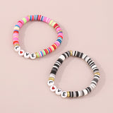 Bohemian Polymer Clay Heart Letter Contrast Color Bracelet