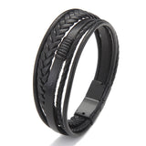 Black Brown Leather Rope Woven Magnet Bracelet