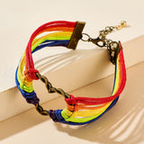 Rainbow Color Hand-Woven Heart-Shaped Ornament Bracelet
