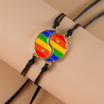Bohemian Rainbow Color Hand-Woven Adjustable Pride Card Bracelet