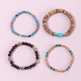 Bohemian Style Wooden Turquoise Beaded Bracelet