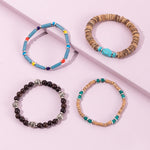 Bohemian Style Wooden Turquoise Beaded Bracelet