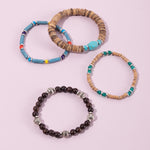 Bohemian Style Wooden Turquoise Beaded Bracelet