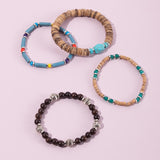Bohemian Style Wooden Turquoise Beaded Bracelet