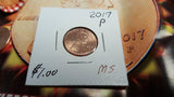 2017 P Minted Lincoln Shield Penny
