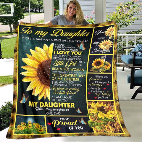 To My Daughter Letter Printed Quilts Fleece Blankets