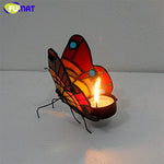 Tiffany Butterfly Stained Glass Candle Holder