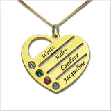 Heart Necklace Engraved & Birthstone