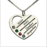 Heart Necklace Engraved & Birthstone